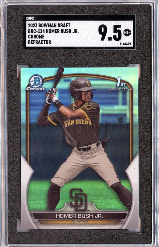 2023 Bowman Draft #BDC-124 Homer Bush Jr. Chrome Refractor SGC 9.5