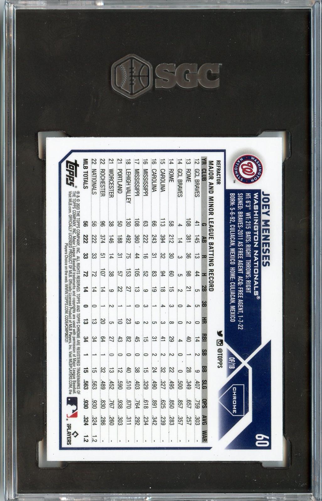 2023 Topps Chrome #60 Joey Meneses Refractors SGC 8.5