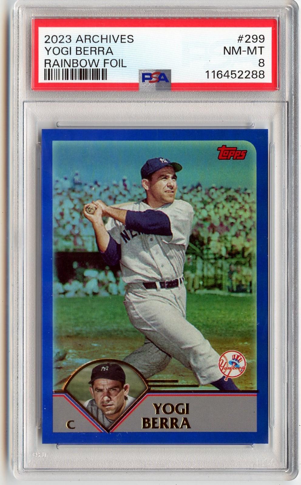 2023 Topps Archives #299 Yogi Berra Rainbow Foil PSA 8
