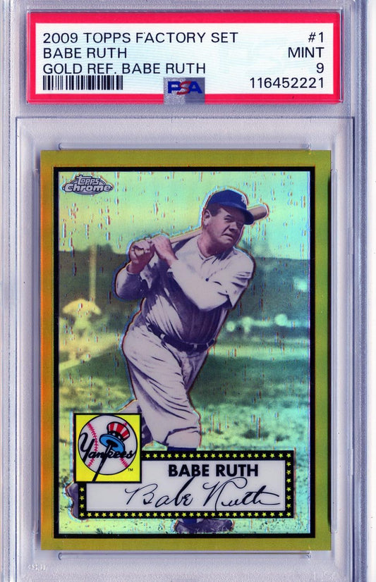 2009 Topps #1 Babe Ruth Factory Set Bonus: Babe Ruth Gold Refractors PSA 9