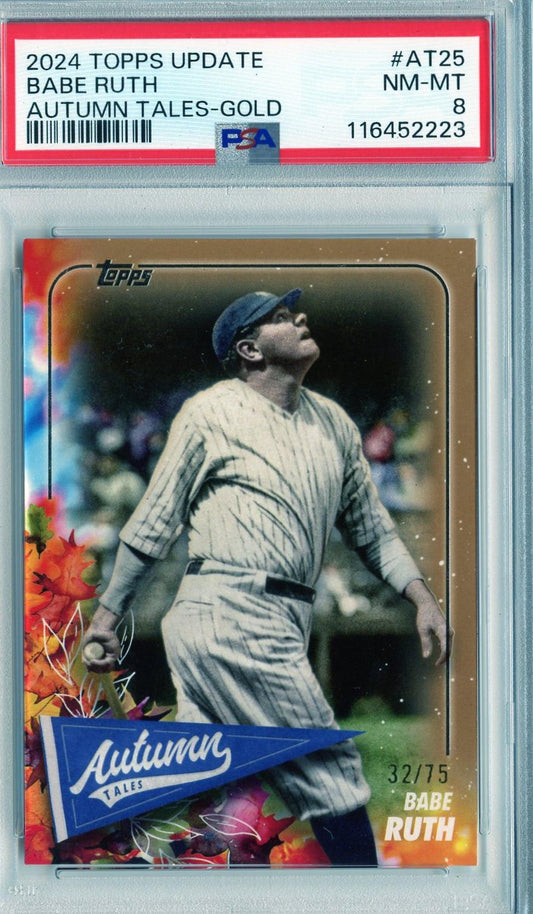 2024 Topps Update #AT-25 Babe Ruth Autumn Tales Gold PSA 8