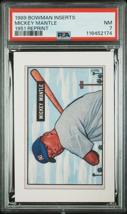 1989 Bowman Inserts Mickey Mantle 1951 Reprint PSA 7