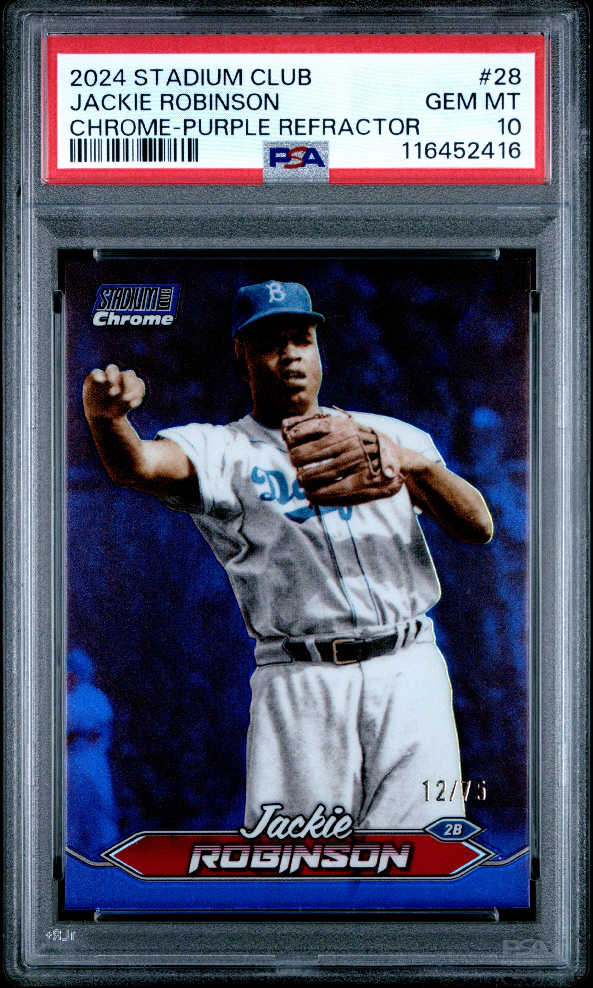 2024 Topps Stadium Club #28 Jackie Robinson Chrome-Purple Refractor PSA 10