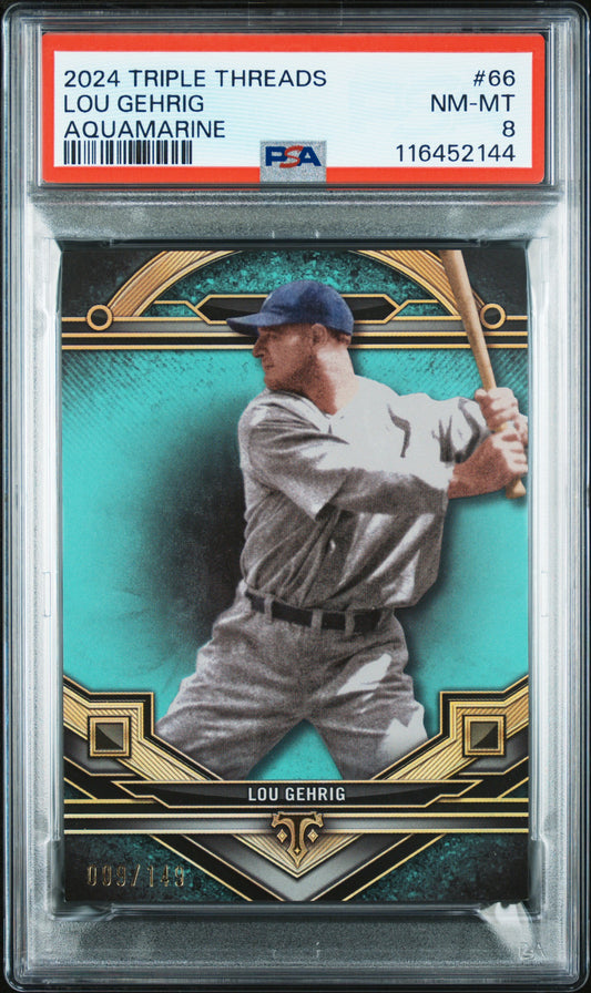 2024 Topps Triple Threads #66 Lou Gehrig Aquamarine PSA 8