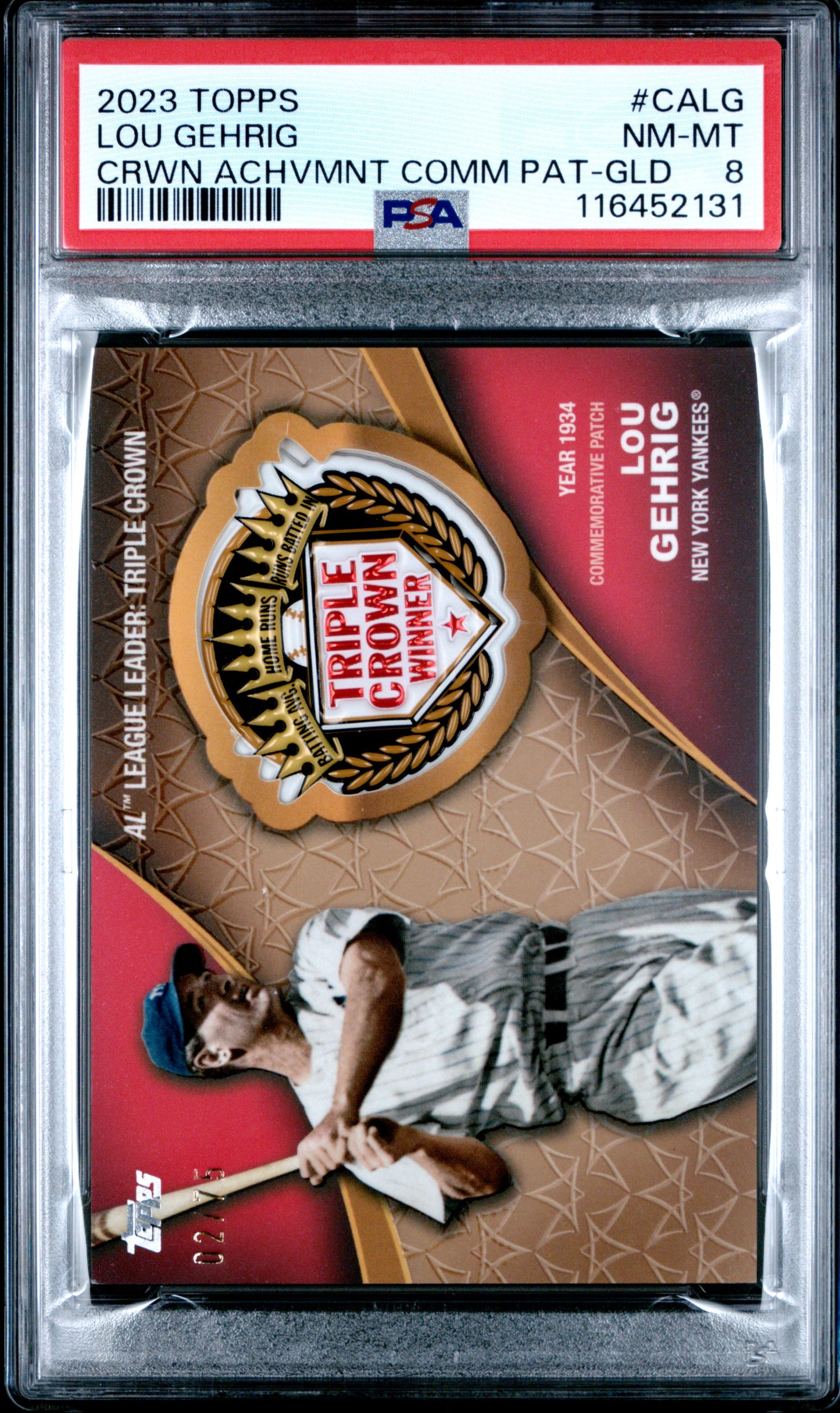#CALG Lou Gehrig Crowning Achievement Comm Pat-Gold PSA 8