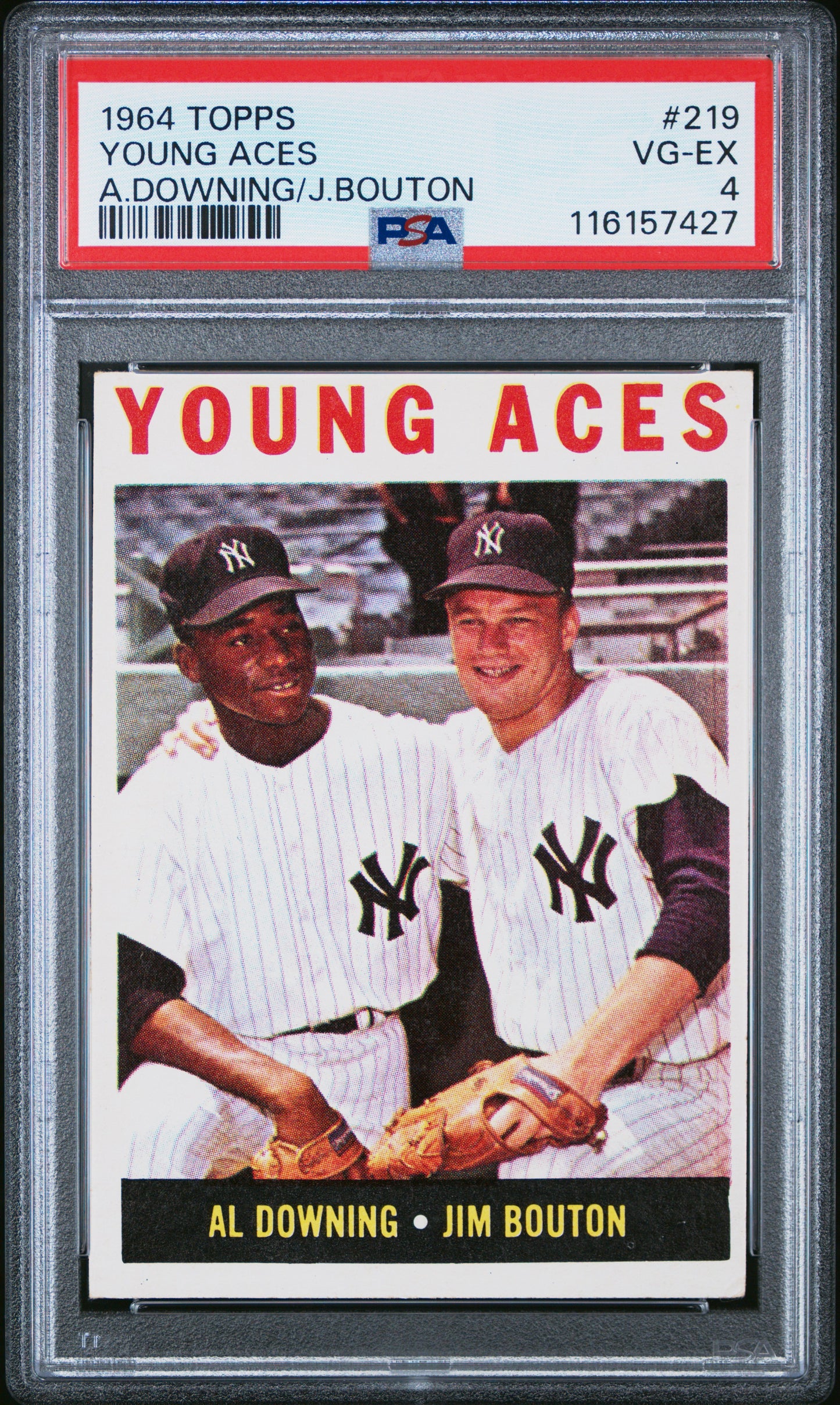 1964 Topps #219 Young Aces A.Downing/J.Bouton PSA 4