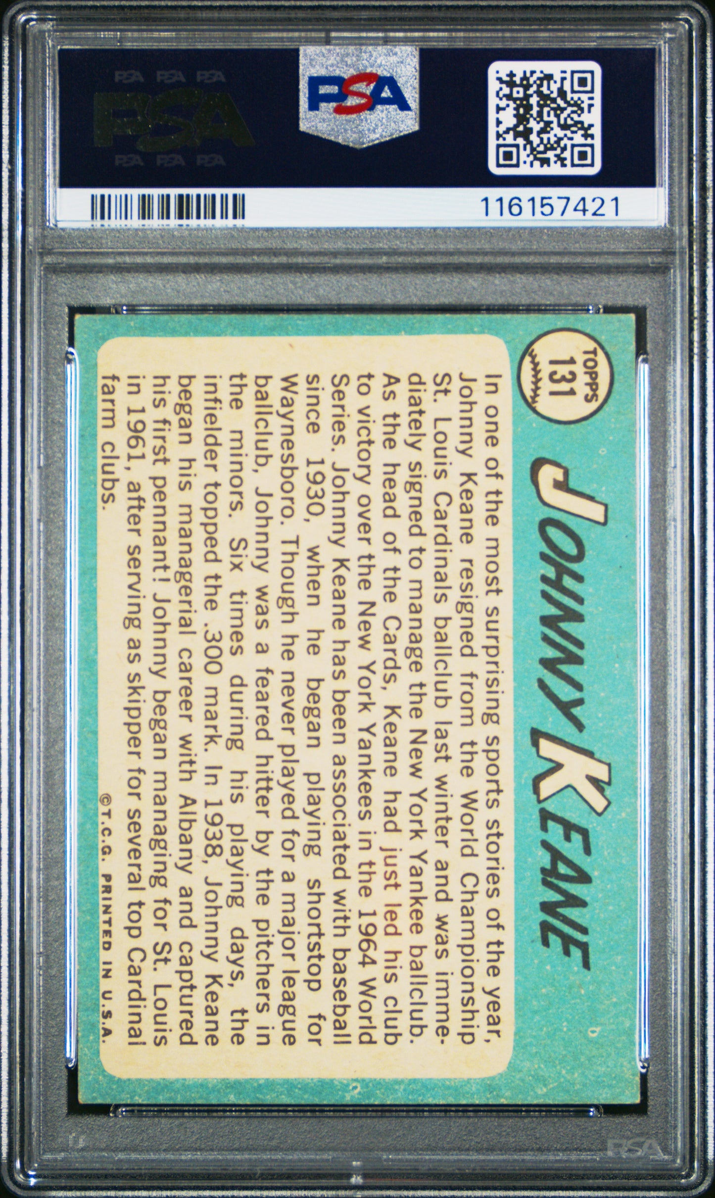 1965 Topps #131 Johnny Keane PSA 5