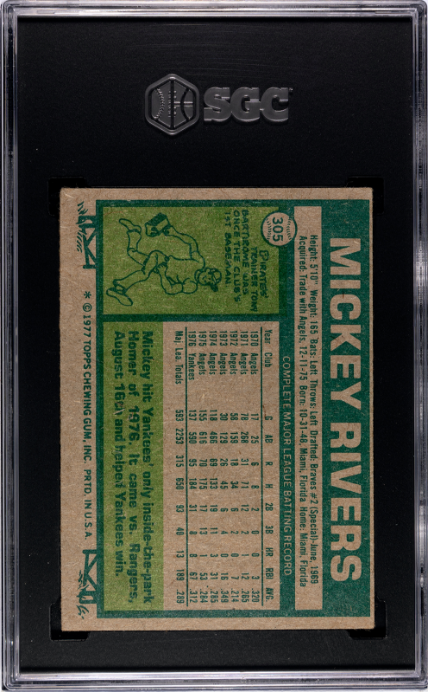 1977 Topps #305 Mickey Rivers SGC 4