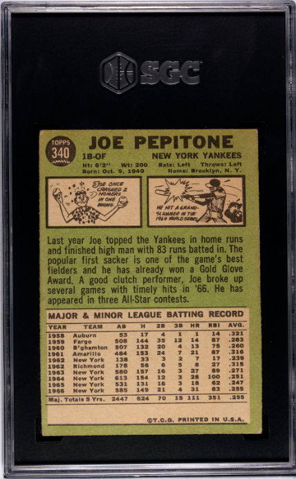 1967 Topps #340 Joe Pepitone SGC 3