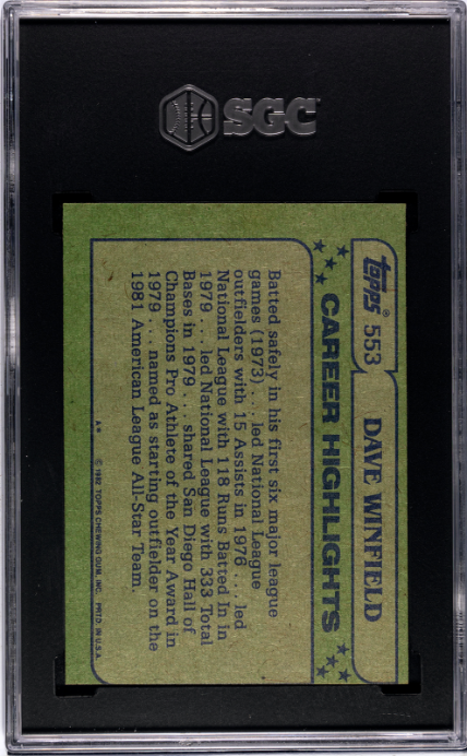 1982 Topps #553 Dave Winfield All-Star SGC 7