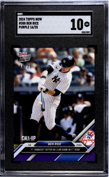 2024 Topps Now #388 Ben Rice Purple SGC 10