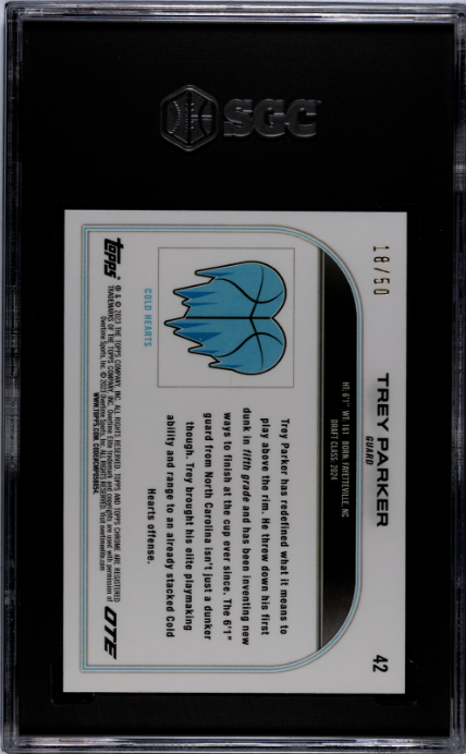 2022-23 Topps Chrome Overtime Elite #42 Trey Parker Gold Refractor RC SGC 8.5