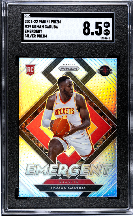 2021-22 Panini Prizm #29 Usman Garuba Emergent Silver Prizm RC SGC 8.5