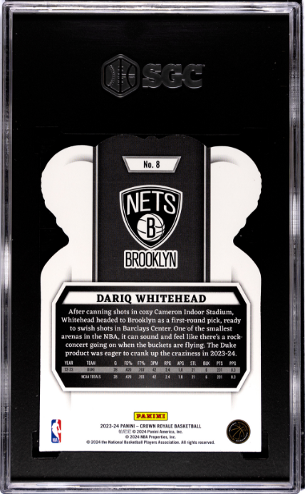 2023-24 Panini Crown Royale #8 Dariq Whitehead RC SGC 8.5