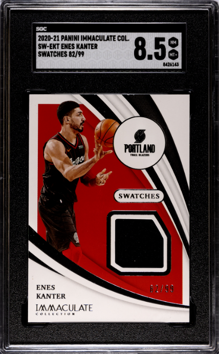 2020-21 Panini Immaculate Col. #SW-EKT Enes Kanter Swatches SGC 8.5