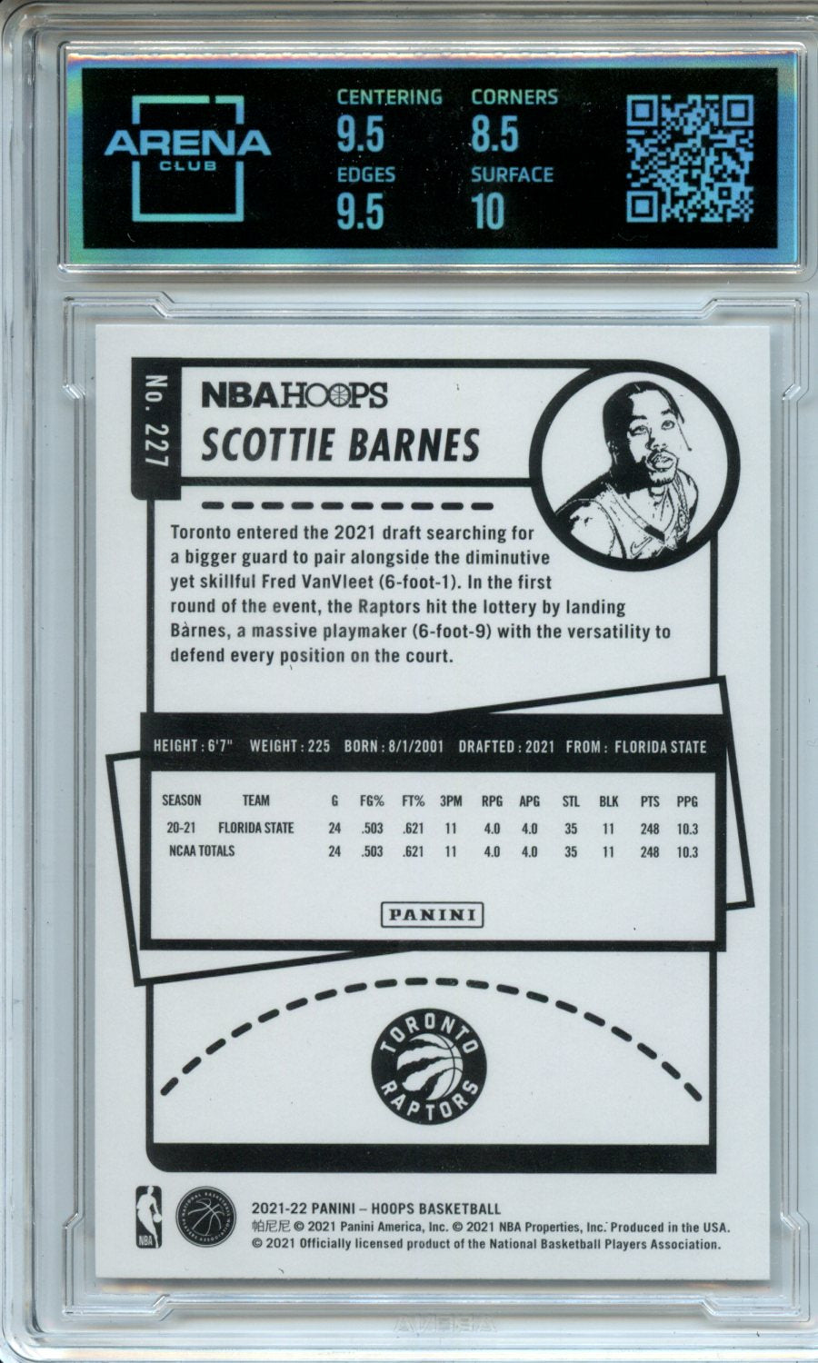 2021-22 Hoops Winter #227 Scottie Barnes RC Arena Club 9