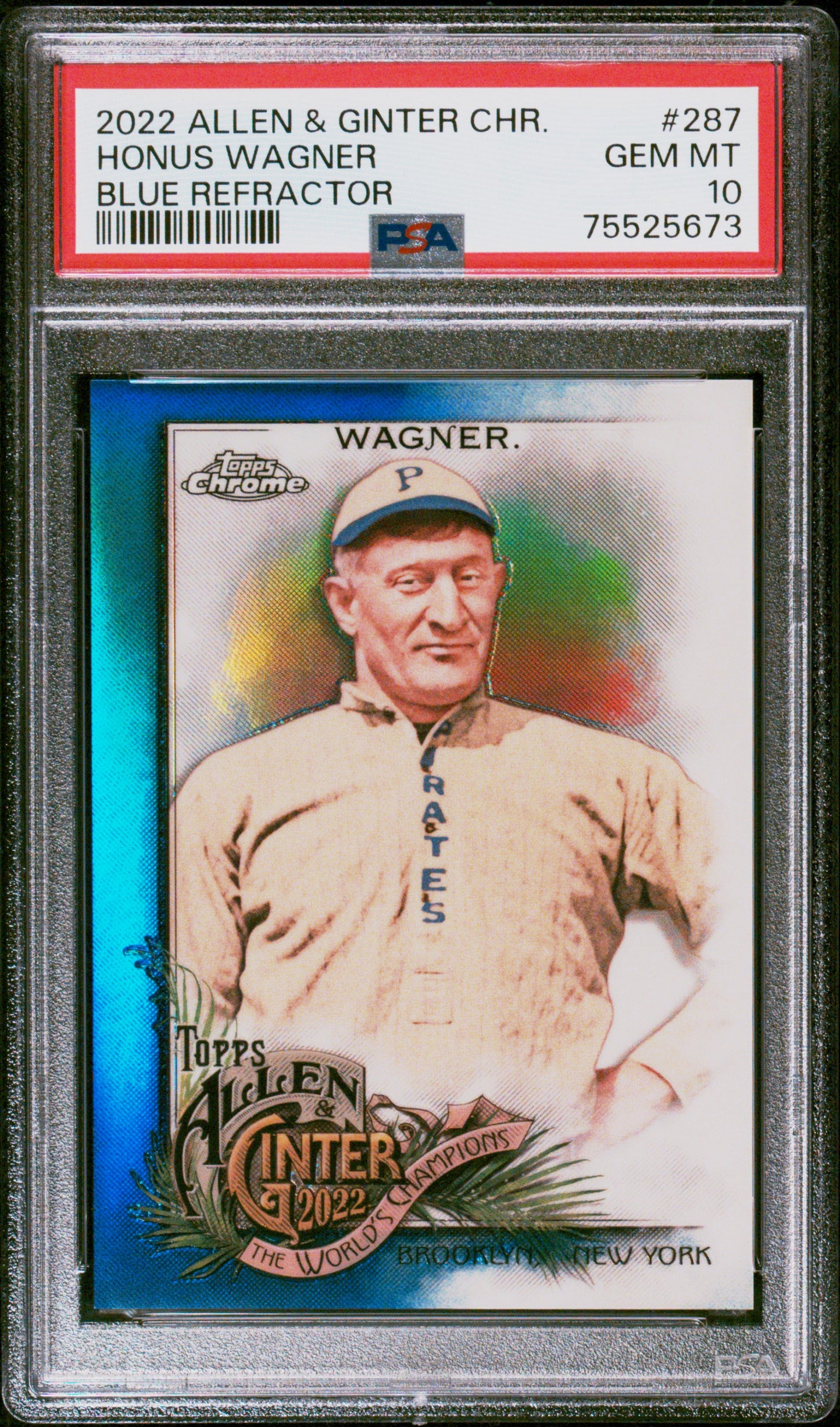 2022 Topps Allen & Ginter Chrome #287 Honus Wagner Blue Refractor PSA 10
