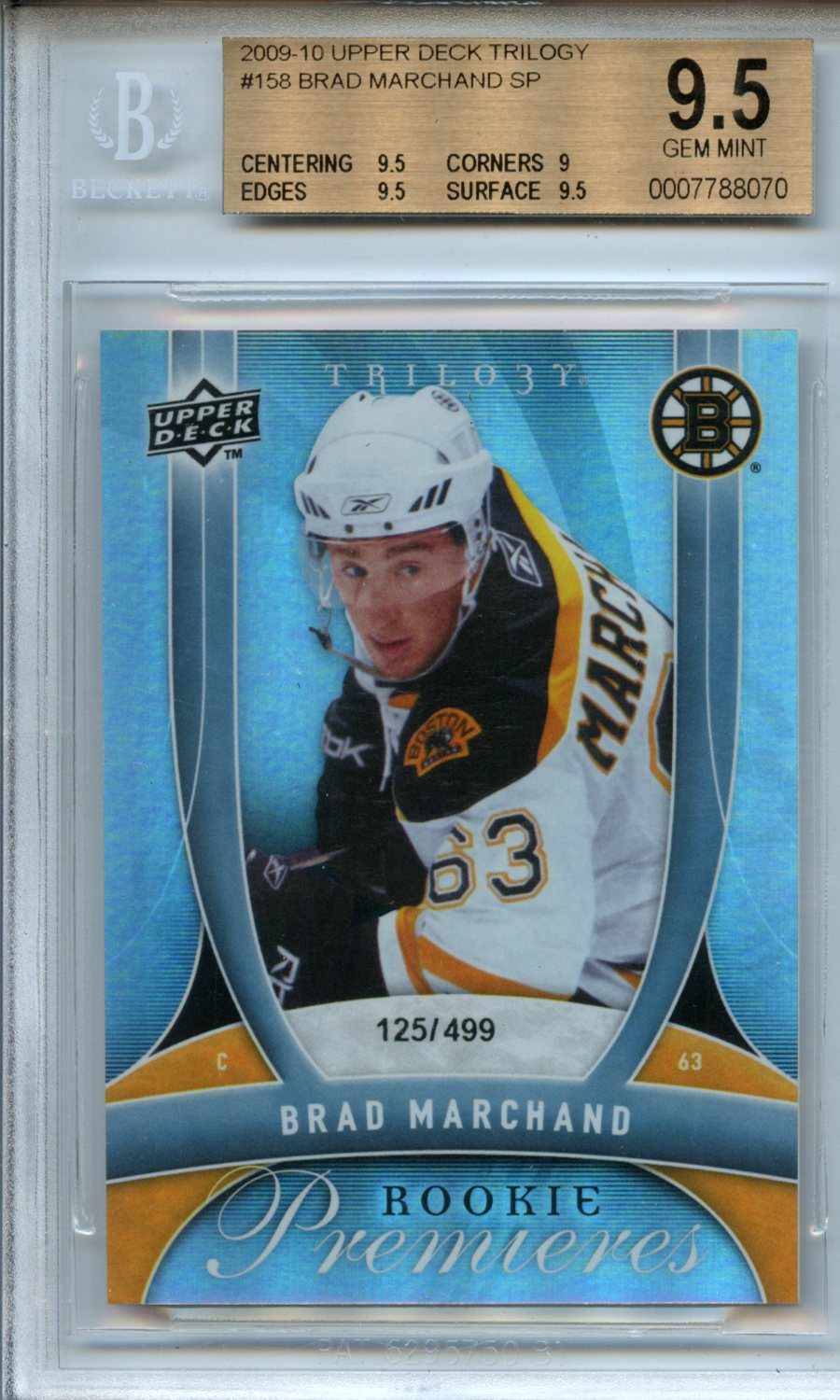 2009-10 Upper Deck Trilogy #158 Brad Marchand RC BGS 9.5