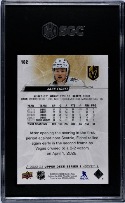 2022-23 Upper Deck #182 Jack Eichel SGC 8