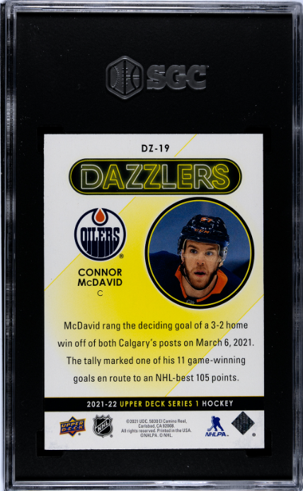 2021-22 Upper Deck #DZ-19 Connor Mcdavid Dazzlers Red SGC 5