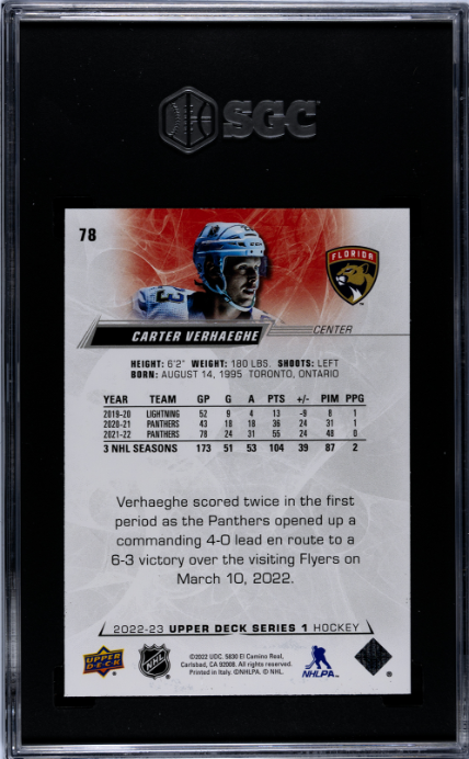 2022-23 Upper Deck #78 Carter Verhaeghe SGC 9