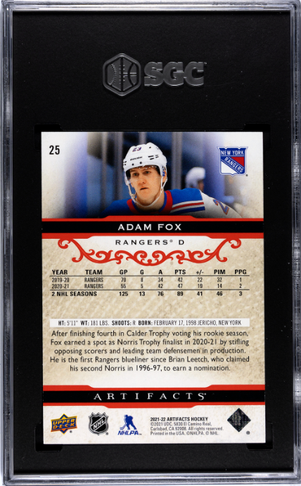 2021-22 Upper Deck Artifacts #25 Adam Fox Ruby SGC 9