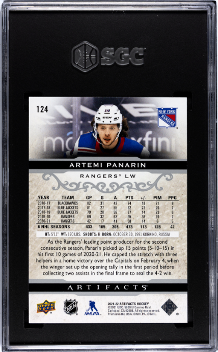2021-22 Upper Deck Artifacts #124 Artemi Panarin SGC 10