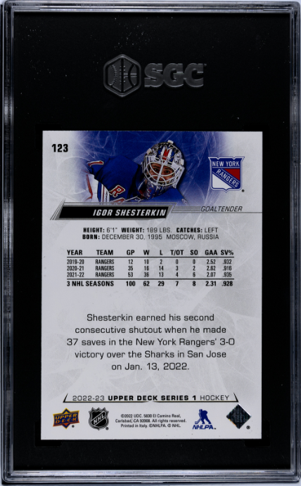2022-23 Upper Deck #123 Igor Shesterkin SGC 8