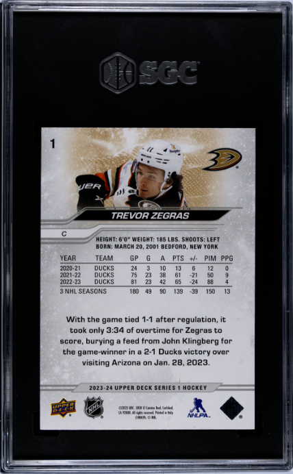 2023-24 Upper Deck #1 Trevor Zegras SGC 9