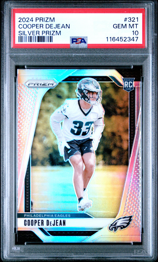 2024 Panini Prizm #321 Cooper Dejean Silver Prizm RC PSA 10