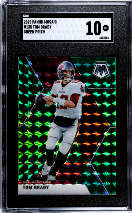 2020 Panini Mosaic #135 Tom Brady Green Prizm SGC 10
