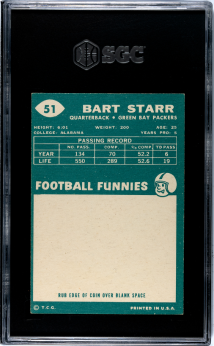 1960 Topps #51 Bart Starr SGC 5