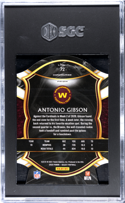 2020 Panini Select #72 Antonio Gibson Light Blue Die-Cut Prizm RC SGC 9