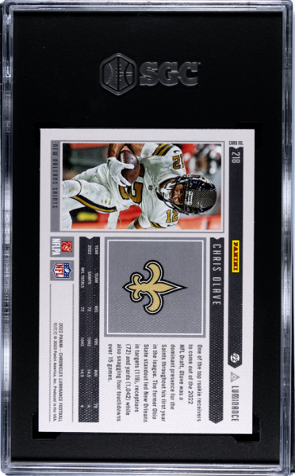 2022 Panini Chronicles #218 Chris Olave Luminance RC SGC 9.5 CERT#4103713