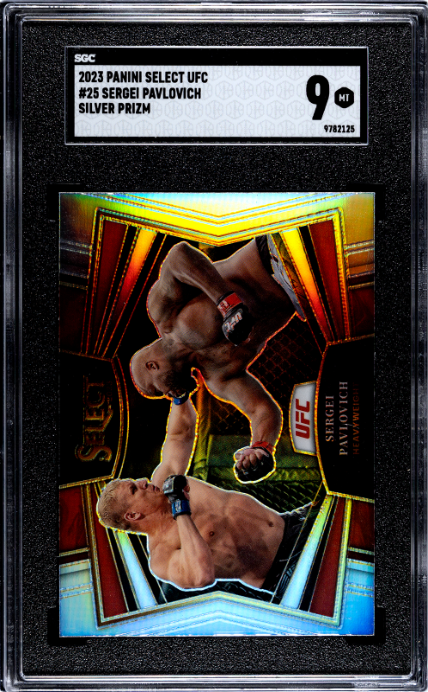 2023 Panini Select UFC #25 Sergei Pavlovich Silver Prizm SGC 9