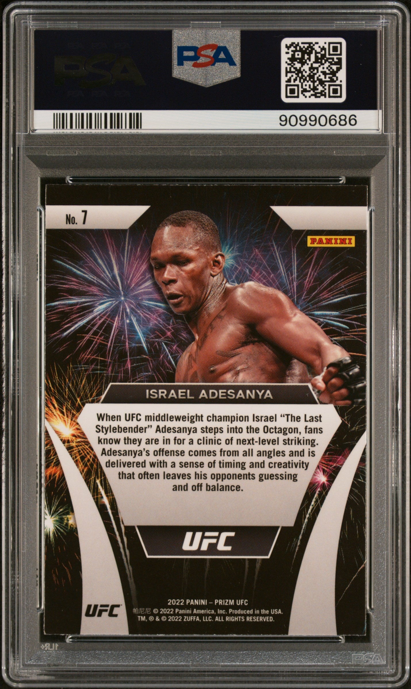 2022 Panini Prizm UFC Fireworks #7 Israel Adesanya Fireworks PSA 9