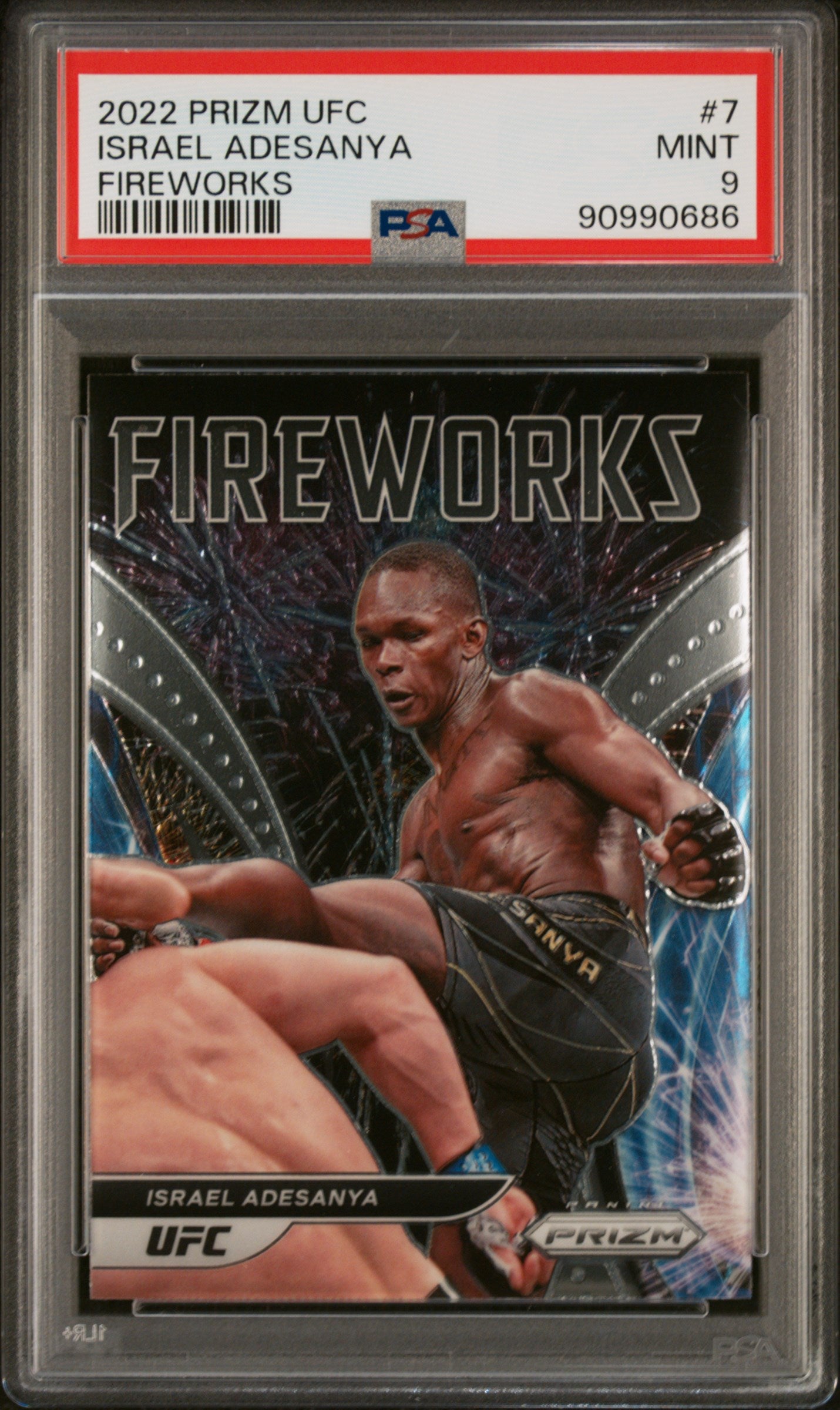 2022 Panini Prizm UFC Fireworks #7 Israel Adesanya Fireworks PSA 9