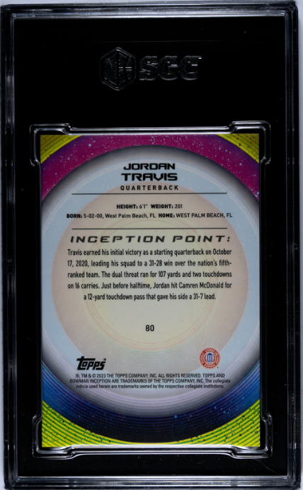 2022-23 Bowman University Inception #80 Jordan Travis Green Foil SGC 10
