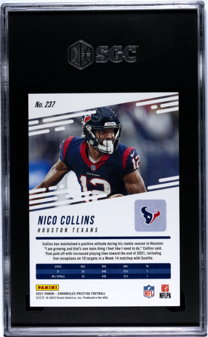 2021 Panini Chronicles #237 Nico Collins Prestige RC SGC 9