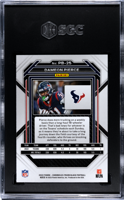 2022 Panini Chronicles #PB-25 Dameon Pierce Prizm Black RC SGC 8.5