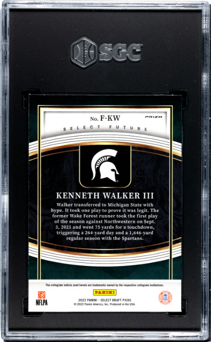 2022 Panini Select Draft Picks #F-KW Kenneth Walker III Future Silver Prizm SGC 9