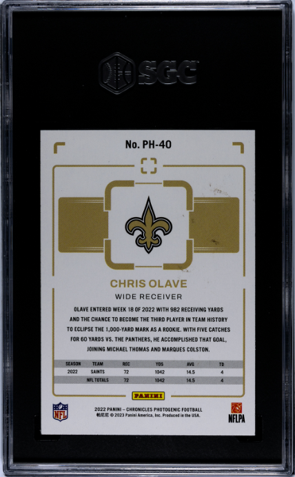2022 Panini Chronicles #PH-40 Chris Olave Photogenic Pink RC SGC 8.5