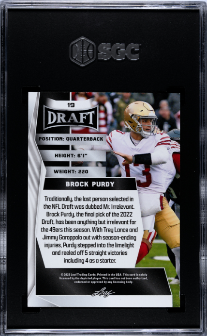 2023 Leaf Draft #19 Brock Purdy SGC 9.5