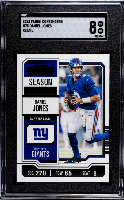2023 Panini Contenders #75 Daniel Jones Retail Season Ticket SGC 8