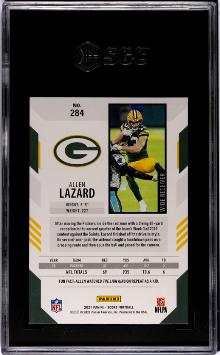 2021 Panini Score #284 Allen Lazard SGC 9