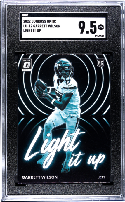 2022 Donruss Optic #LU-12 Garrett Wilson Light It Up RC SGC 9.5