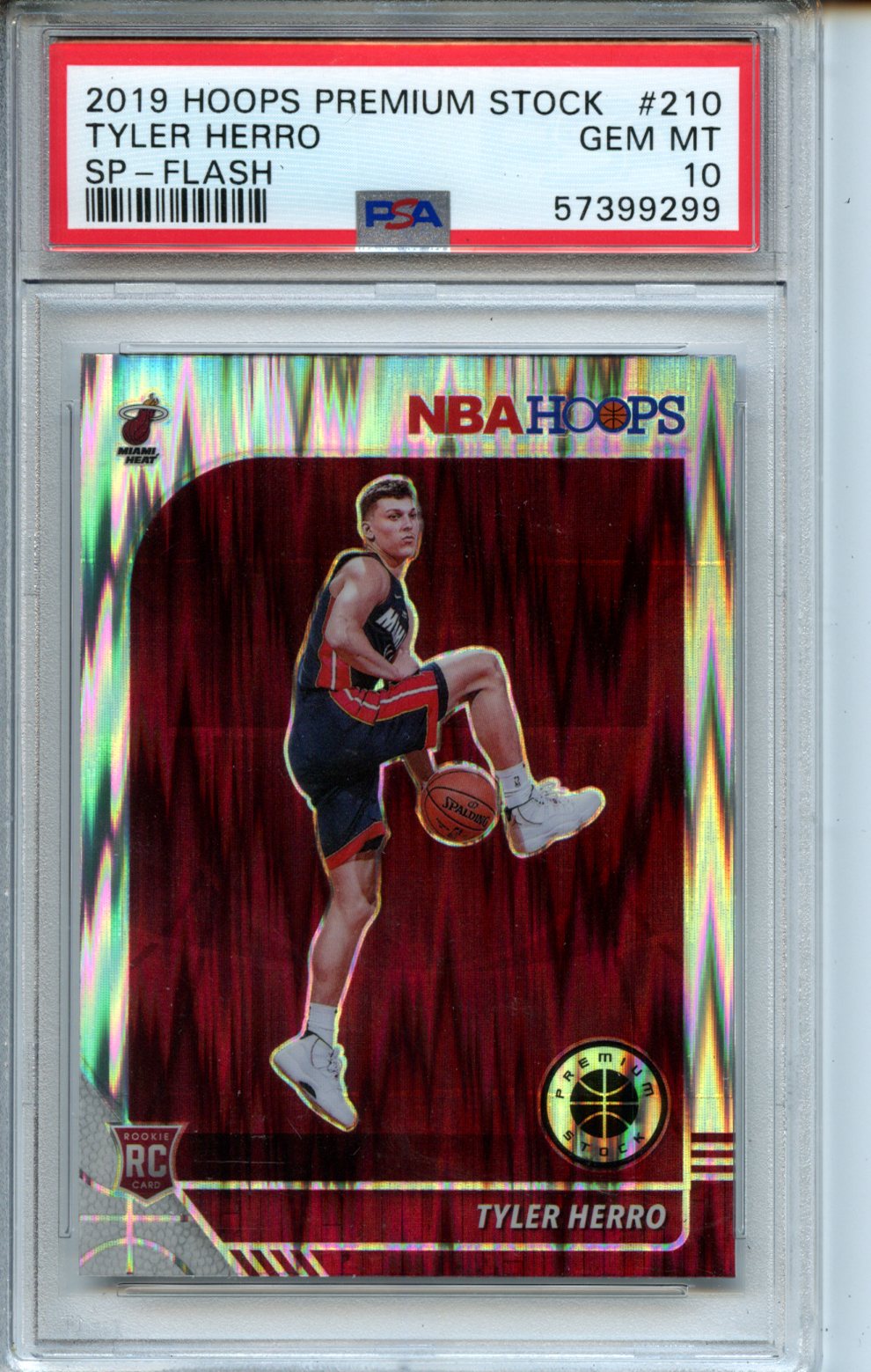 2019 Panini Hoops Premium Stock #210 Tyler Herro Sp-Flash RC PSA 10