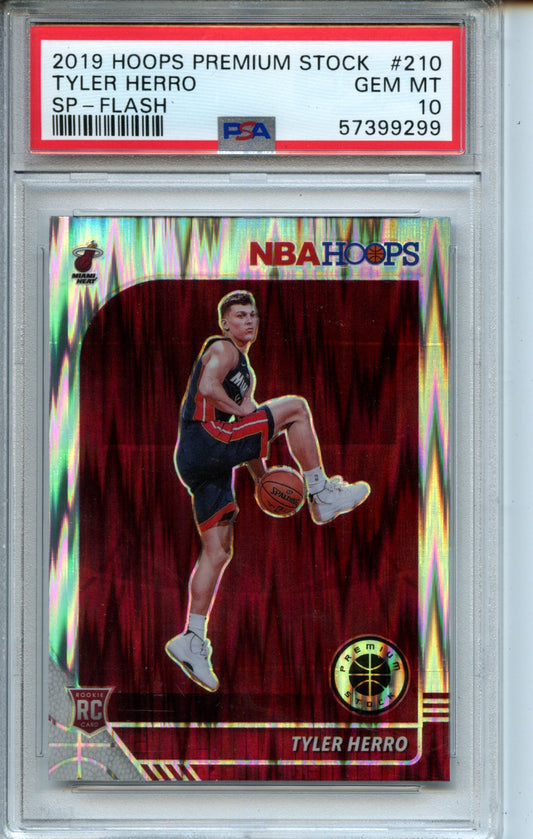 2019 Panini Hoops Premium Stock #210 Tyler Herro Sp-Flash RC PSA 10