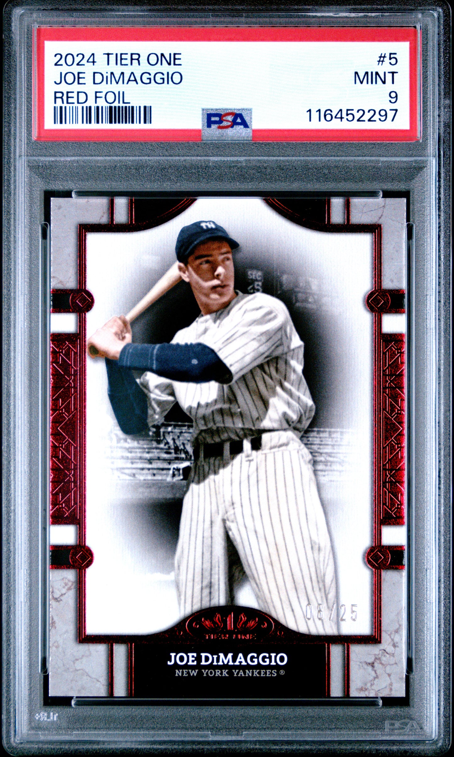 2024 Topps Tier One #5 Joe Dimaggio Red Foil PSA 9