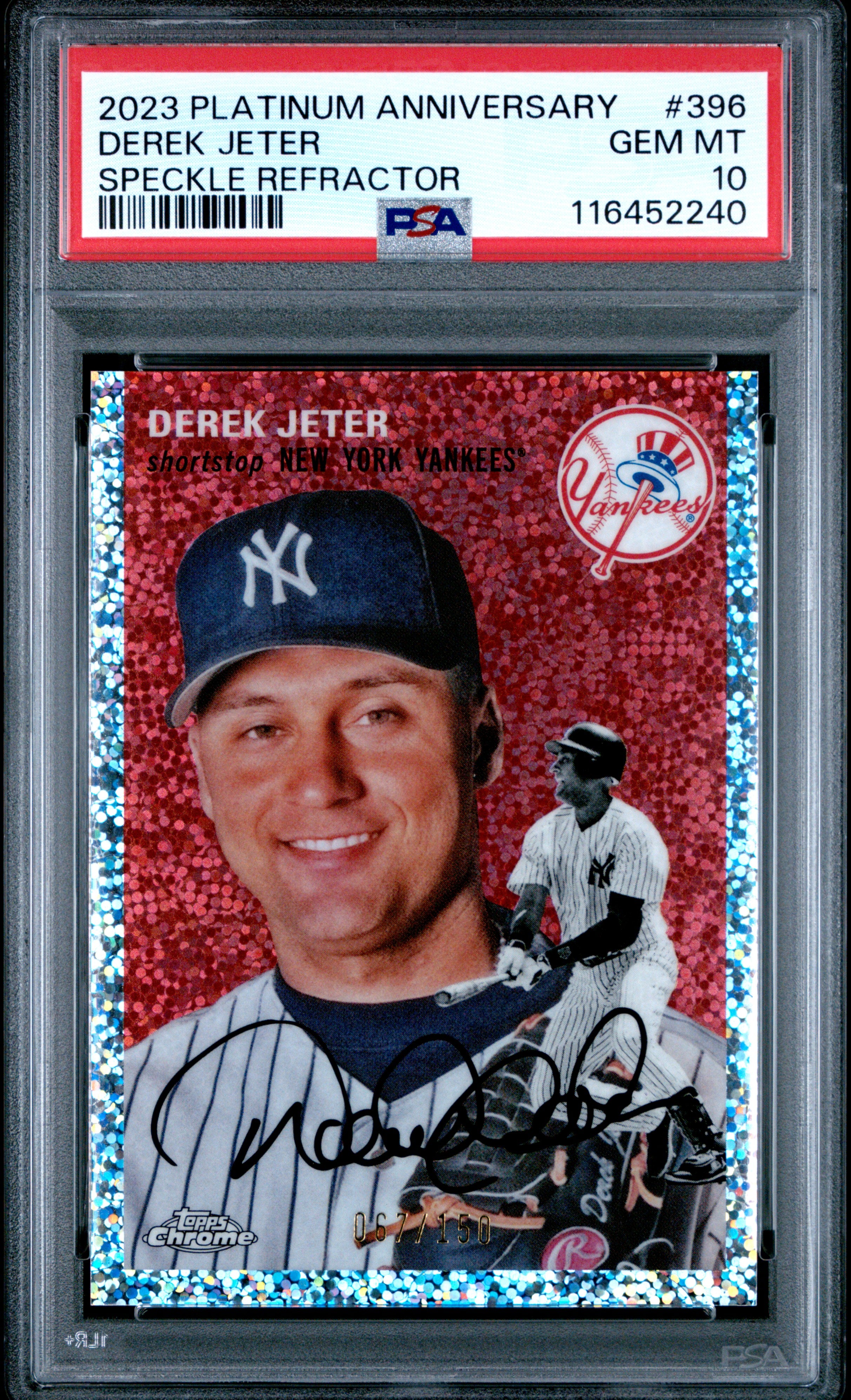 2023 Topps Chrome Platinum Anniversary #396 Derek Jeter Speckle Refractor PSA 10